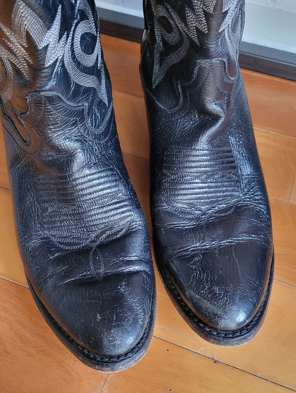 Vintage Dan Post Black Teju Lizard Men 8.5 D Cowboy Western Boots MEX MADE #2110 - Picture 3 of 15